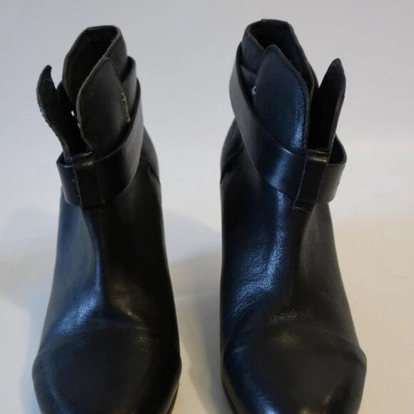 Womens Rag & Bone Harrow Black Leather Cuban Heel Pull-On Ankle Bootie 37 US/7 * - Picture 4 of 12